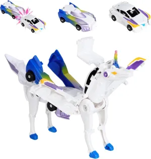Transforming Unicorn Car Toy, Toddler Transforming Action Figure Robot Vehicle Set, 2Pcs Transforming Car-Robot for Kids - Magnetic Toys with Sturdy Connectors, Automatically Car Toy (Blue)