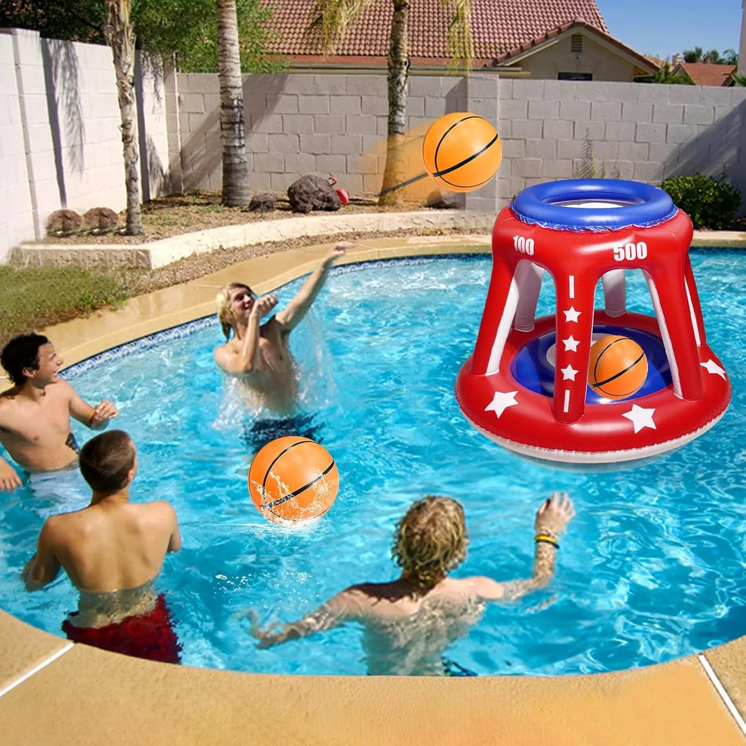 TURNMEON 12 Pack Inflatable Basketball Beach Balls 16 Inch Beach Ball for Pool Beach Party Decorations, Sport Pool Ball Swimming Pool Game Kid Adult Party Favor Pool Sensory Bouncy Toys for Pool Beach