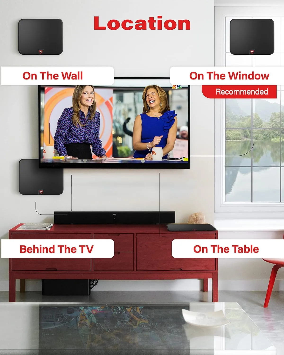 TV Antenna 650  Miles Long Range Indoor Outdoor - Support 4K 8K 1080p & All TV's - Smart Switch Amplifier Signal Booster - 18ft HDTV Cable/AC Adapter