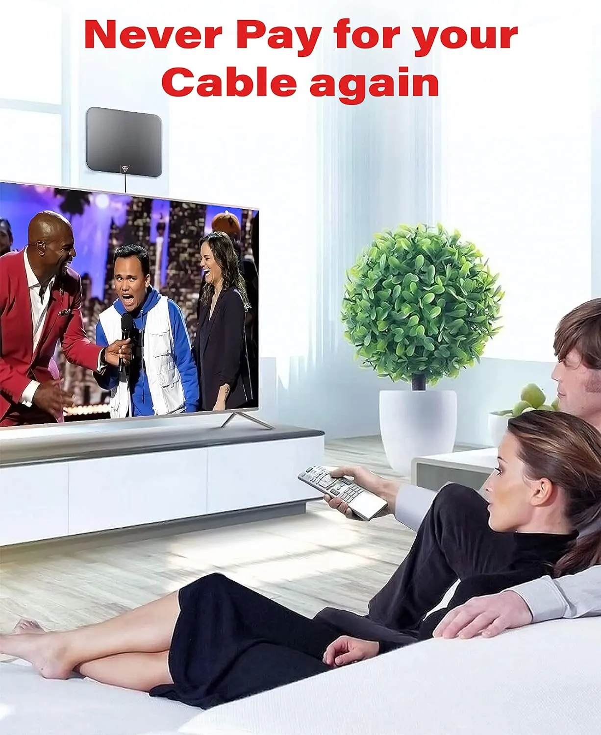 TV Antenna 650  Miles Long Range Indoor Outdoor - Support 4K 8K 1080p & All TV's - Smart Switch Amplifier Signal Booster - 18ft HDTV Cable/AC Adapter
