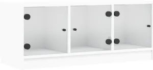 TV Cabinet White Engineered Wood, Glass 40.2x14.6x16.5 in23KG