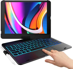 typecase Touch for iPad 9th Generation Case with Keyboard (10.2", 2021),Multi-touch Trackpad,10 Color Backlight, 360° Rotatable, Thin & Light for 8th Gen (2020),7th Gen (2019), Air 3,Pro 10.5 (Black).