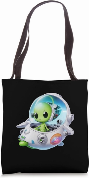 UFO cute alien flying saucer spaceship space funny martian Tote Bag