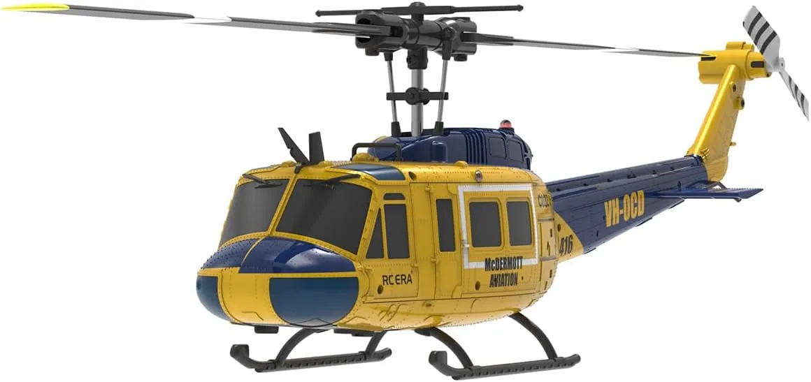 UH-1 Huey RC Helicopter, 1/48 2.4G 6CH Flybarless RC Helicopter Model with Optical Flow Positioning, Outdoor Airplane for Beginner (RTF Version)