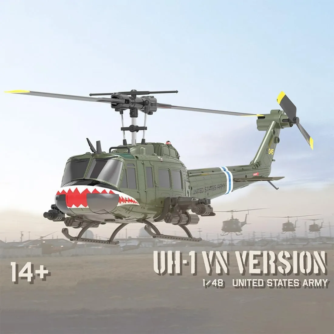 UH 1 Huey RC Helicopter Model, C032 1/48 Scale 2.4G 6CH Flybarless RC Helicopter Model