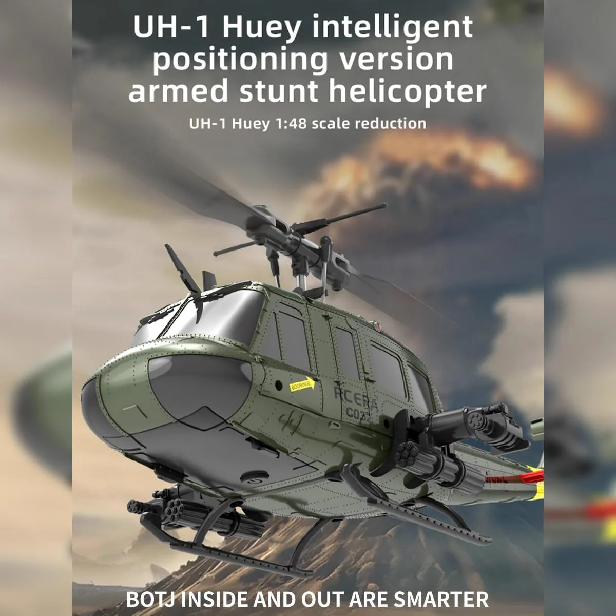 UH 1 Huey RC Helicopter Model, C032 1/48 Scale 2.4G 6CH Flybarless RC Helicopter Model