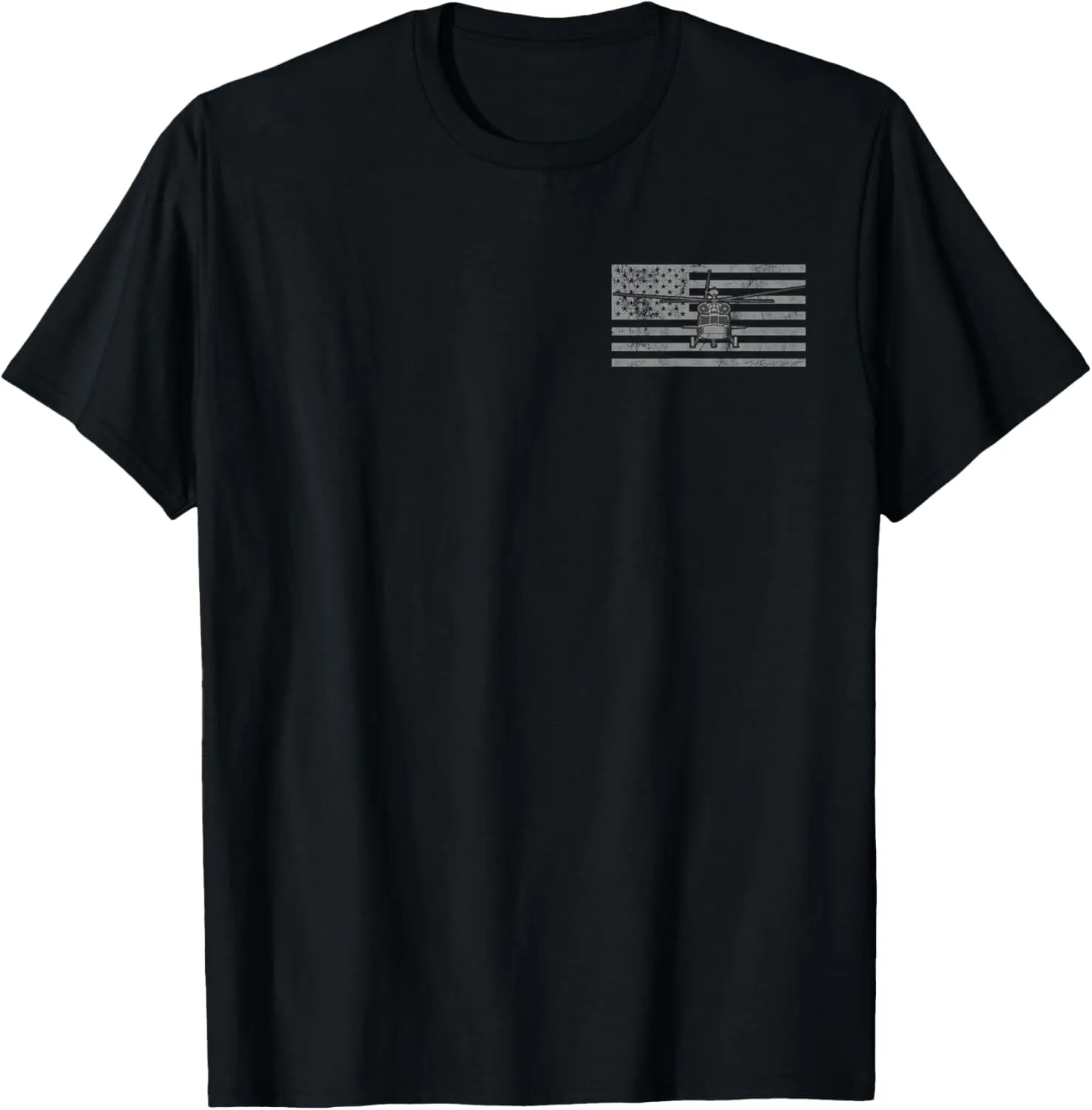 UH-60 Black Hawk Helicopter Vintage Flag 2-Sided Tee T-Shirt