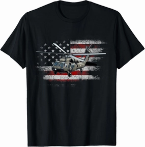 UH-60 Black Hawk Helicopter Vintage Flag Veteran T-Shirt T-Shirt