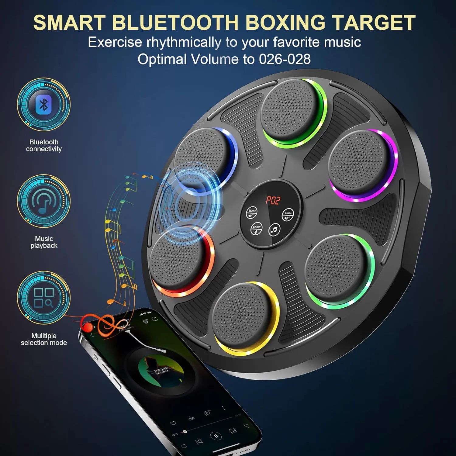 UKH Music Boxing Machine for Adults Kids, New Upgrade Smart Boxing Music Workout Machine with Gloves, Music Punching Machine Wall Mount Pad, Boxing Workout Equipment Target for Home, Gym