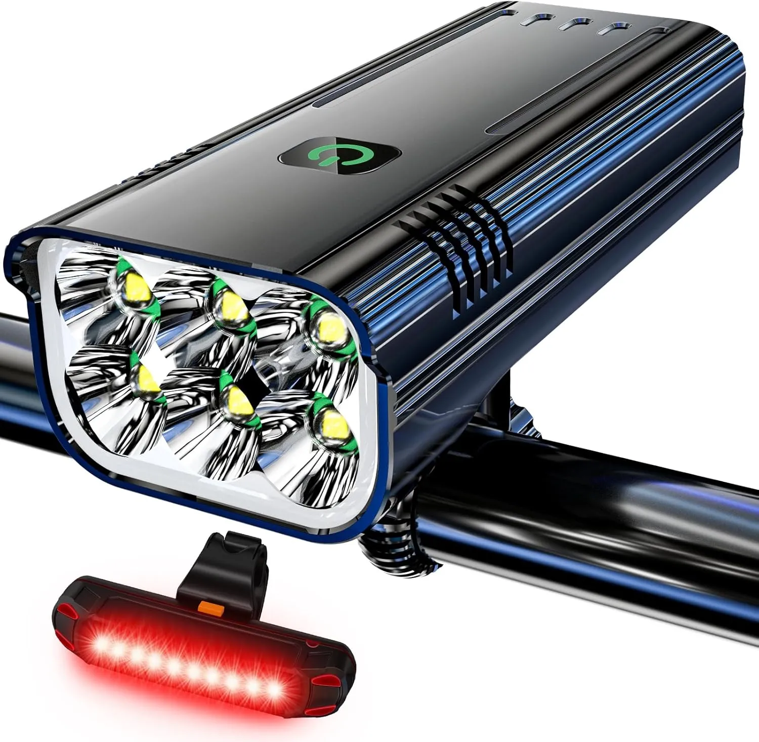 Ultra Bright Bike Lights for Night Riding,6 LED High Lumen Powerful Bicycle Front Headlight Taillight Set,360°Rotatable Aluminum Bike Headlight,USB Rechargeable 5 5 Light Mode,Waterproof Safety Light