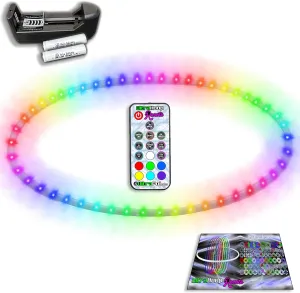 UltraHoop Remote LED Hoop - Wireless Control 60 Color Changing LED Lights w/ 300  Modes & Patterns - Rechargeable Battery, HDPE Collapsible, Advanced to Beginner Hoola Hoops - 30” x 5/8" OD - UltraPoi