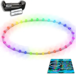 UltraPoi UltraHoop Shuffle LED Hoop – Smart Auto Color Changing LEDs w/ 100  Light Patterns – Rechargeable, Collapsible, Beginner to Advanced Glow in the Dark Flow Toys Hoola Hoops for Raves & Parties