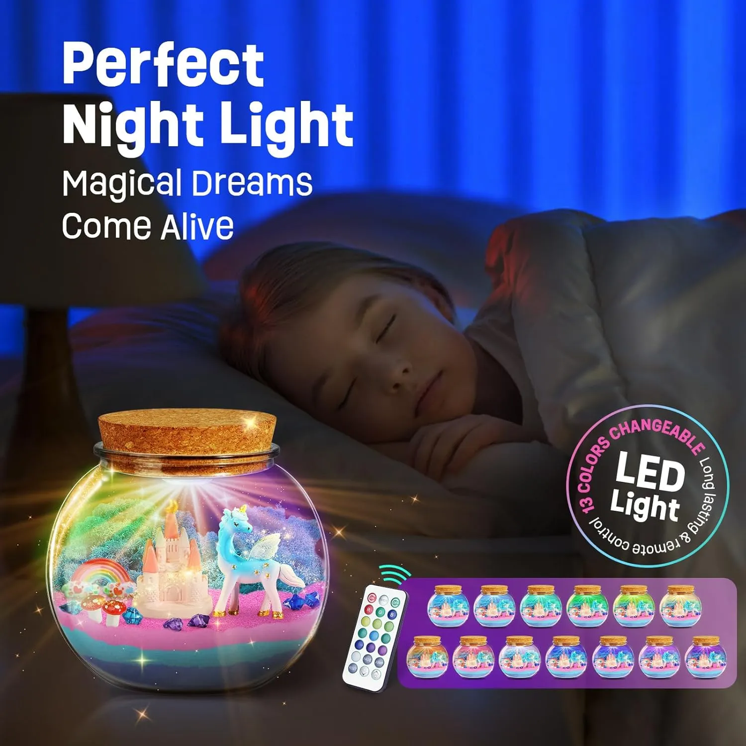 Unicorn Terrarium Gifts for Kids - Light Up Terrarium Crafts Kit with DIY Moon Lamp - Unicorn Toys for Girls - Arts and Crafts Birthday Gift for Girls Ages 4 5 6 7 8-12 Year Old