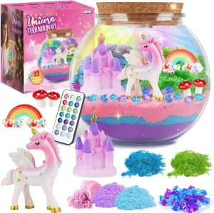 Unicorn Terrarium Gifts for Kids - Light Up Terrarium Crafts Kit with DIY Moon Lamp - Unicorn Toys for Girls - Arts and Crafts Birthday Gift for Girls Ages 4 5 6 7 8-12 Year Old