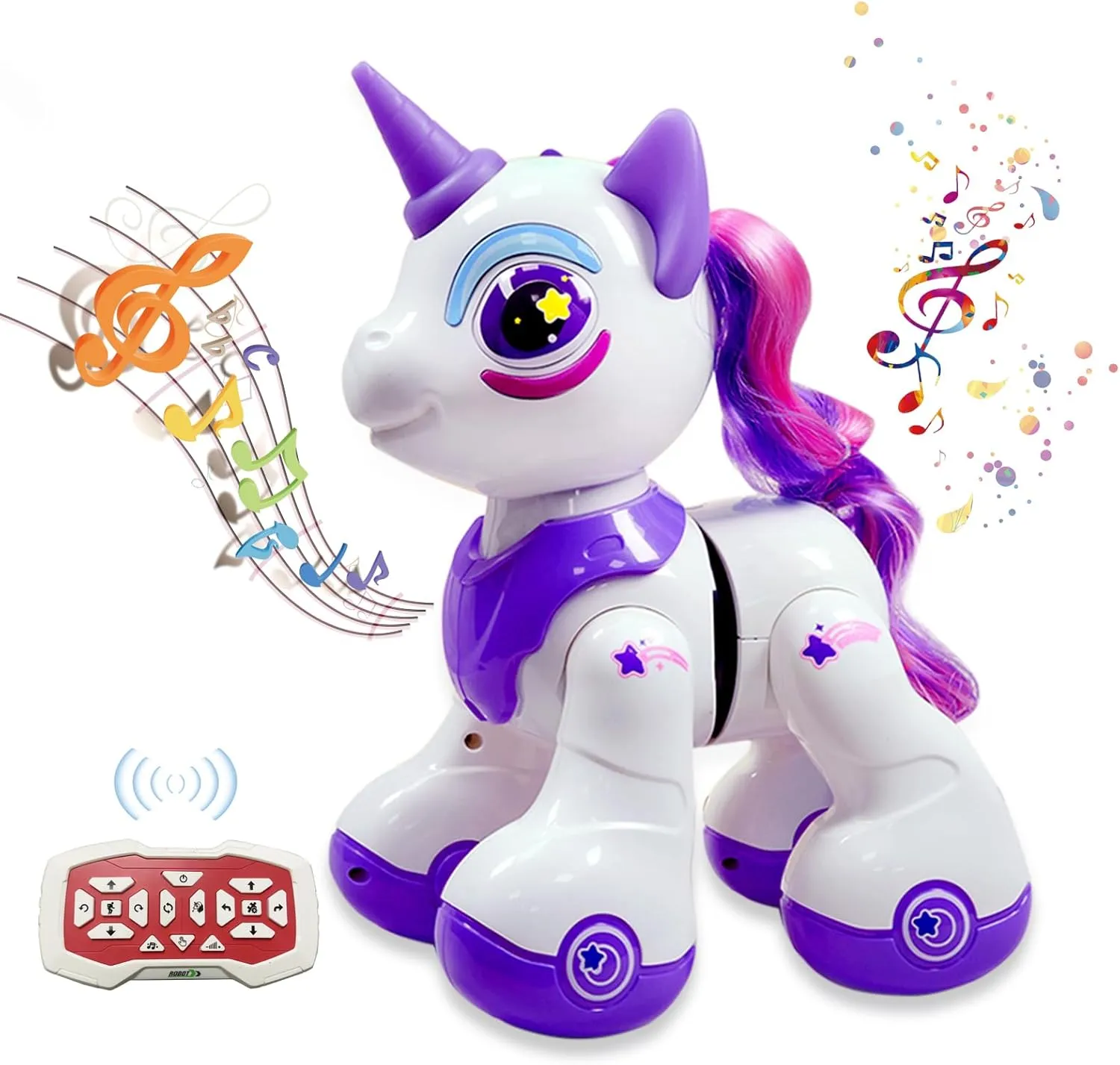 UnicornToy for Girls Age 4-6, Robot Pet Interactive Remote Control Walking & Dancing Electronic Pet, Adorable Purple Unicorn Robot Birthday Gift for Kids