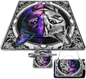 Unique Pattern Outdoor Mat for Women Men, Sandproof Waterproof Space Witch Black Cat Goth Kitten Art Blankets for Camping Park Travel Beach