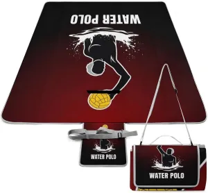 Unique Pattern Outdoor Mat for Women Men, Sandproof Waterproof Water Polo Ball Art Blankets for Camping Park Travel Beach