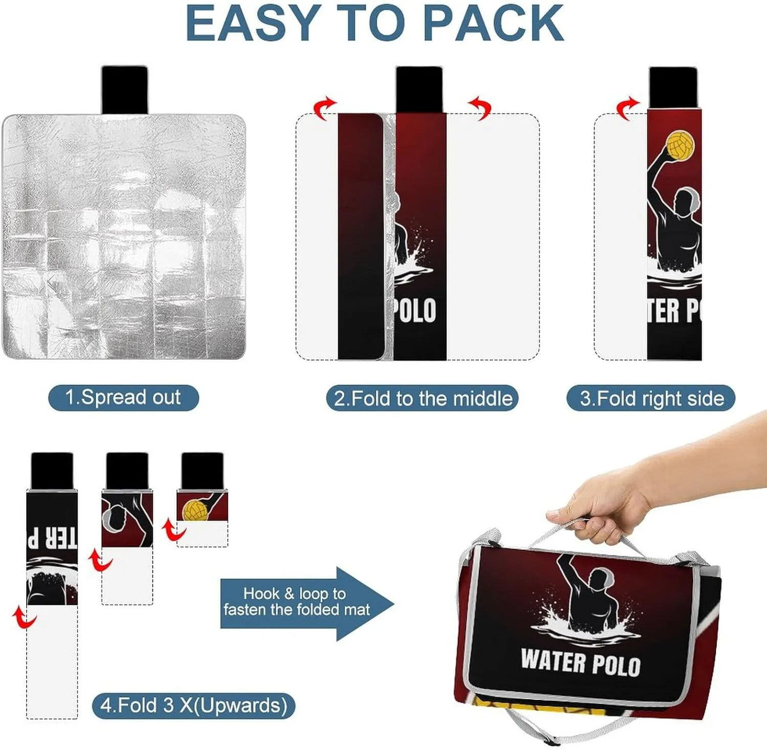 Unique Pattern Outdoor Mat for Women Men, Sandproof Waterproof Water Polo Ball Art Blankets for Camping Park Travel Beach