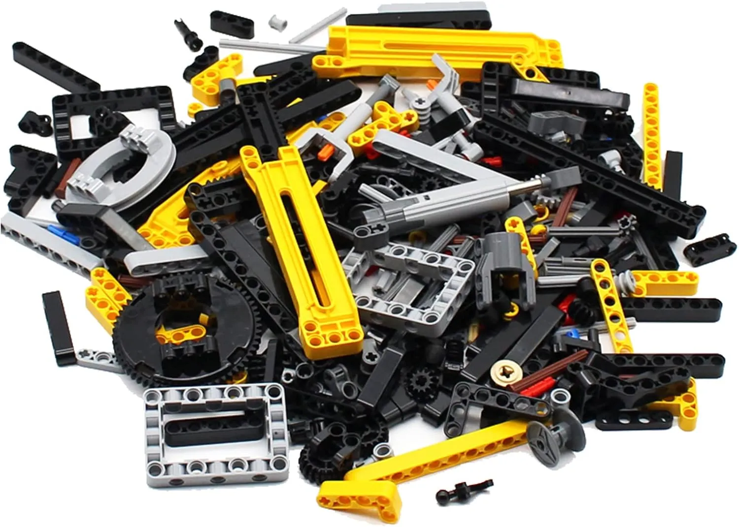 UpGLeuch 498Pieces Technic Parts Gears Axels and Beams Compatible with Major Brand Bricks, Technic Spare Parts and Pieces, Gears and Axles Set, Technic Frame Beams and Connectors, Pins