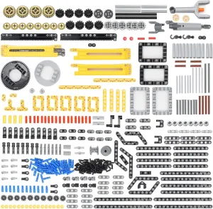 UpGLeuch 498Pieces Technic Parts Gears Axels and Beams Compatible with Major Brand Bricks, Technic Spare Parts and Pieces, Gears and Axles Set, Technic Frame Beams and Connectors, Pins