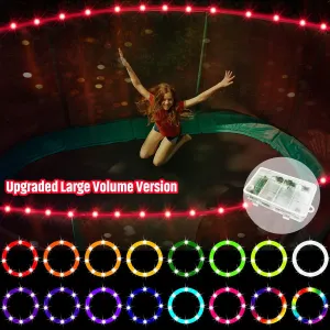 【Upgraded Large Volume&Longer Version】 LED Trampoline Lights，Remote Control Trampoline Rim LED Light for 15Ft Trampoline, C Battery Box, 16 Color Change, Waterproof, Bright to Play at Night Outdoors