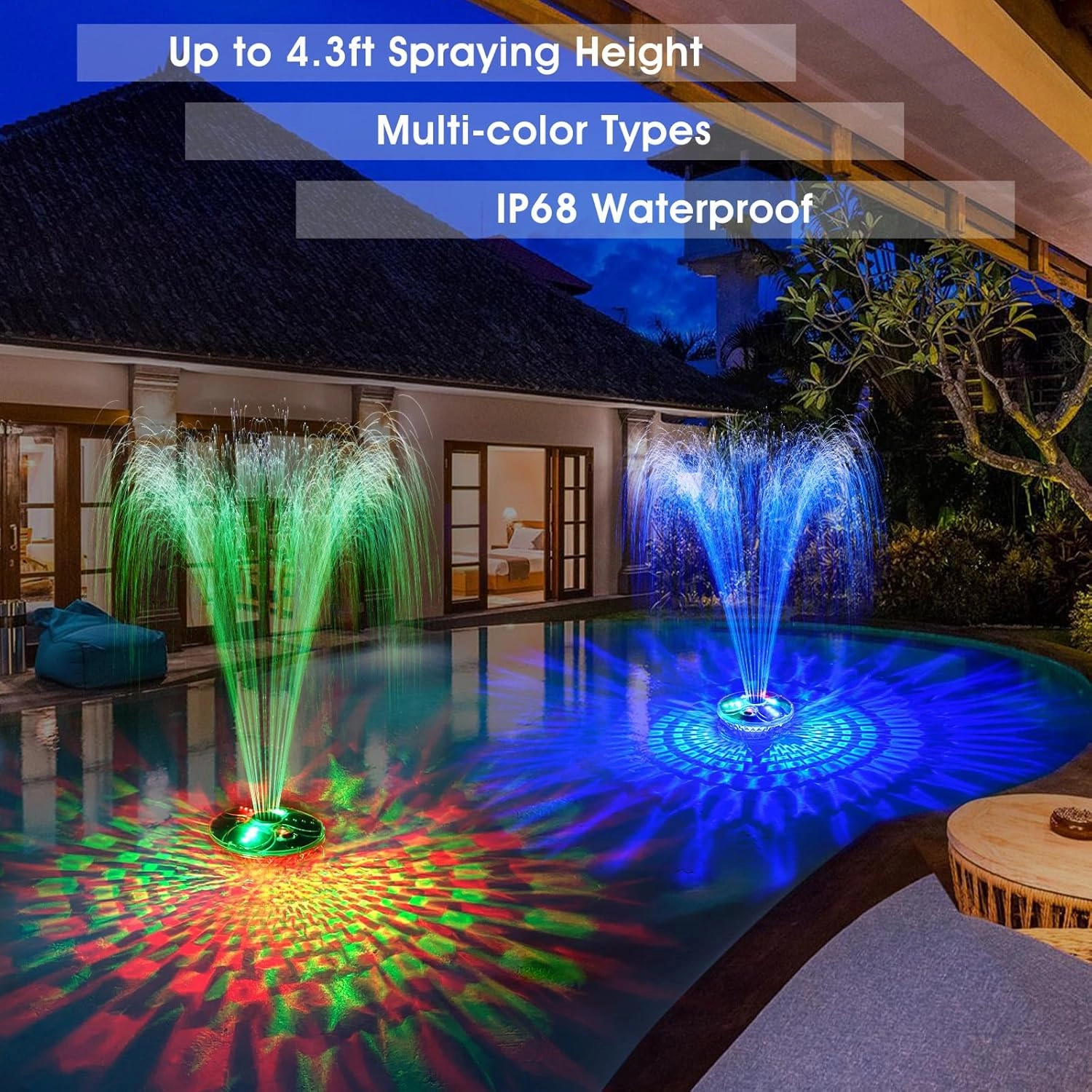 Upgraded Pool Fountain with Remote, 2025 Rechargeable Floating Pool Fountain with Lights, Above Ground Pool Water Fountains with Anchor, Swimming Pool Fountains for Inground Pool-1PC (White)