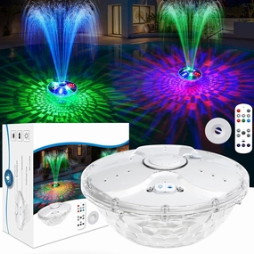 Upgraded Pool Fountain with Remote, 2025 Rechargeable Floating Pool Fountain with Lights, Above Ground Pool Water Fountains with Anchor, Swimming Pool Fountains for Inground Pool-1PC (White)
