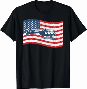 USA American Flag Helicopter Aviation Pilot Helicopter T-Shirt