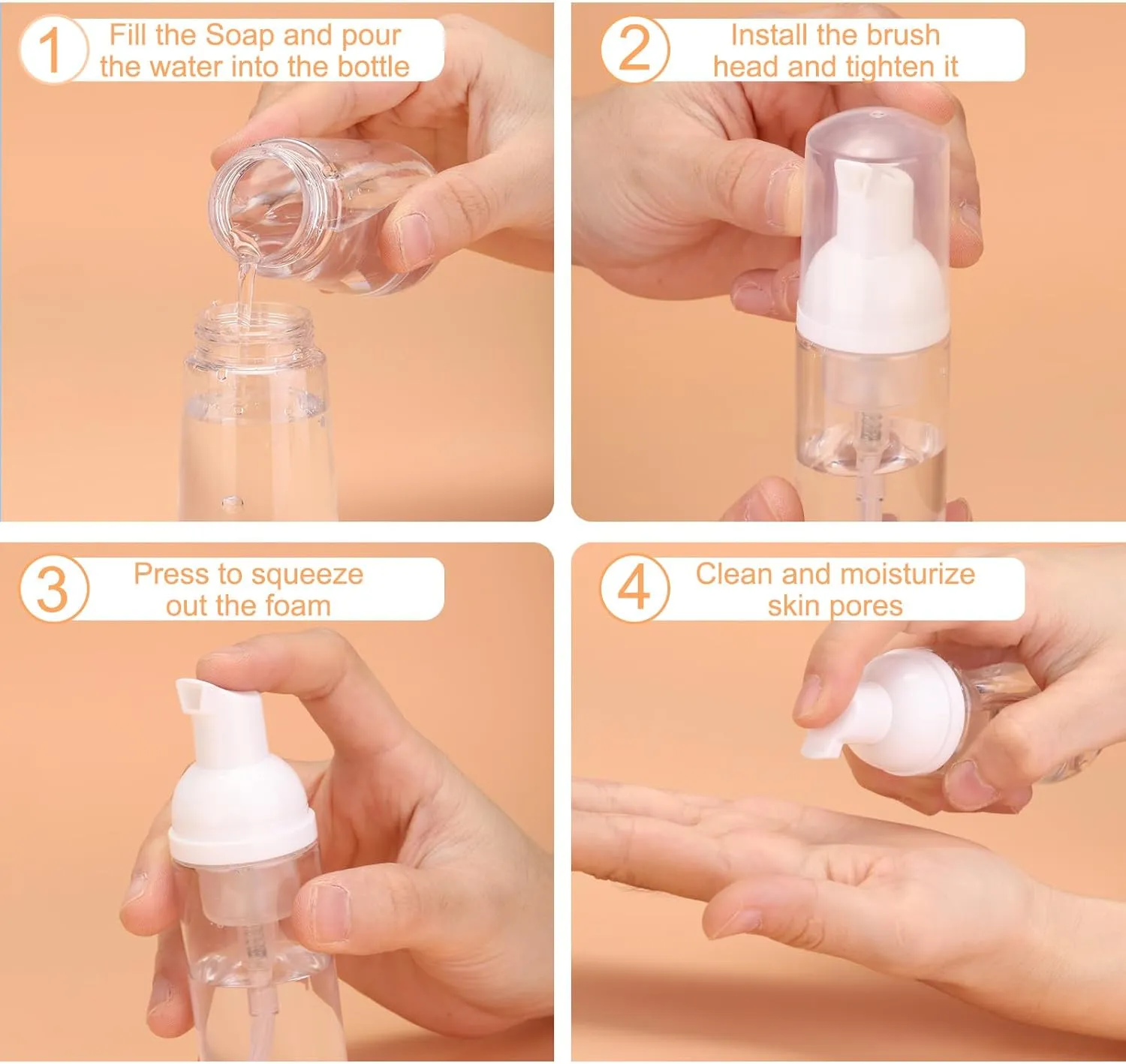 uxcell 2 Oz / 60ml Empty Foam Pump Bottle, 12 PCS Travel Foam Soap Dispenser, Empty Refillable Plastic Pump Bottle for Lash Shampoo, Hand Soap, Black/Rose Gold