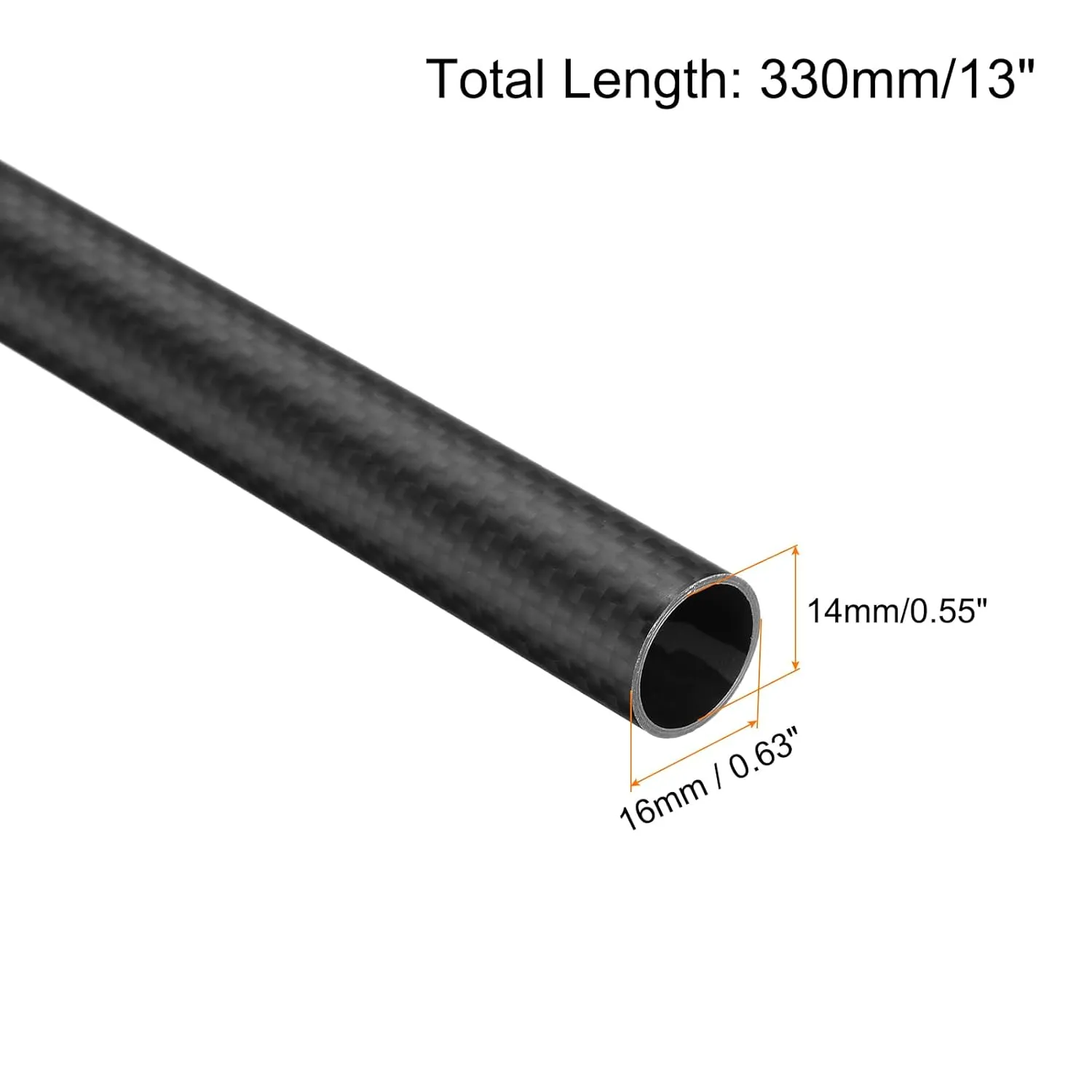 uxcell 4Pcs Carbon Fiber Tubes 14 x 16 x 330mm Matte Surface Rod 3K Roll Wrapped Carbon Round Tubing for RC Airplane Quadcopter Multicopter