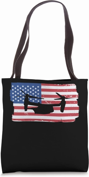 V-22 Osprey Military Helicopter American Flag V22 Osprey Tote Bag