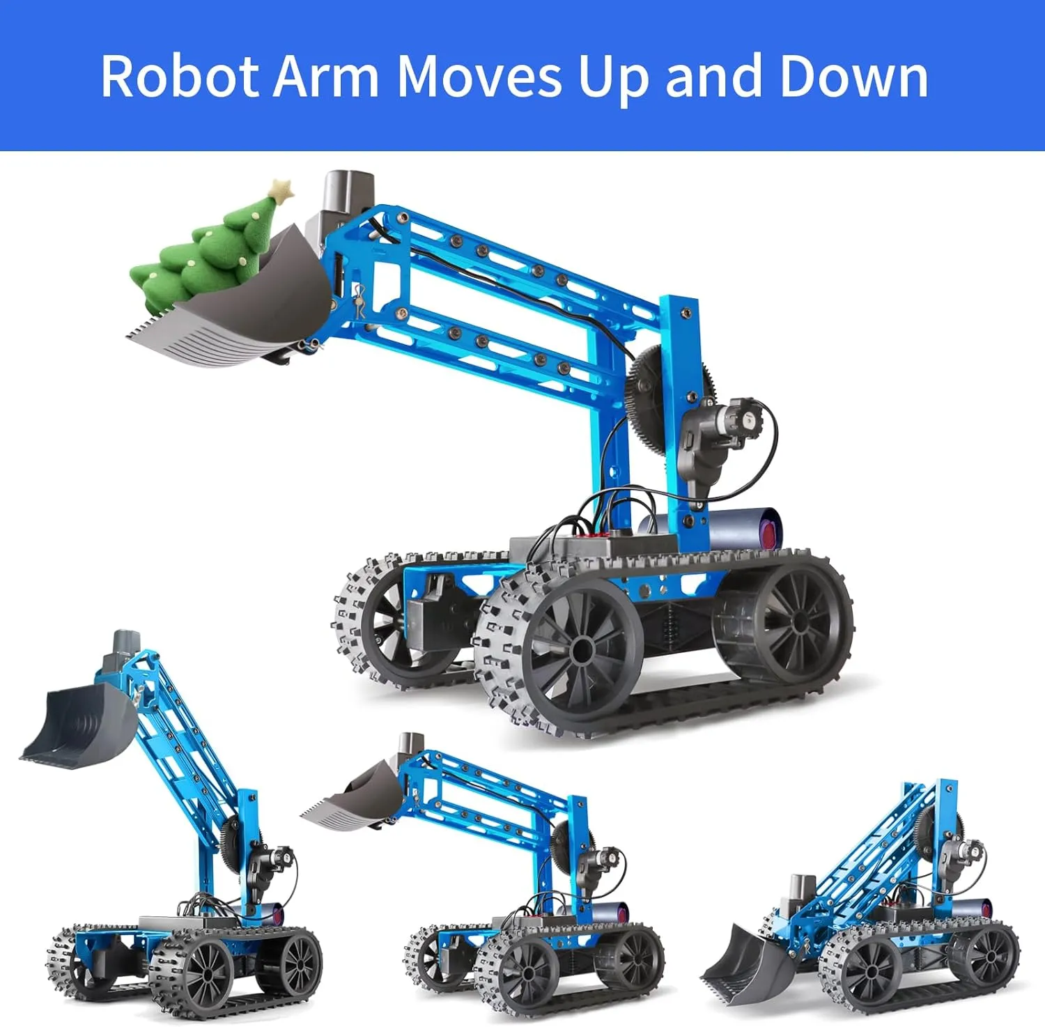 VANLINNY Blue Robot Kit, Robotic Arm for Kids Age 8 ,STEM Building Toys 4-DOF Electronic Programming DIY Robots for Boys and Girls, Educational Science Projects,Cool Xmas Birthday Gifts for Kids.