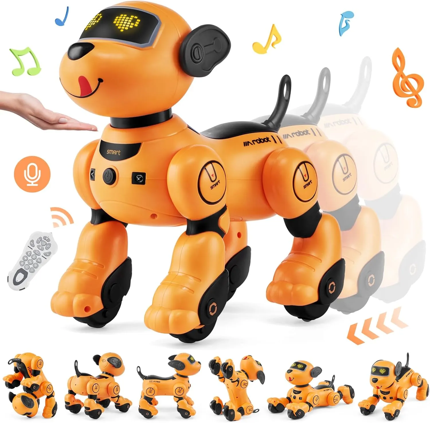 VEVOR Remote Control Robot Dog Toy, 2.4GHz RC Dog Programmable Smart Interactive Robotic Pet for Kids with Follow Function, Touch & Voice Control, Singing Dancing RC Stunt Toy for Age 3  Boys Girls