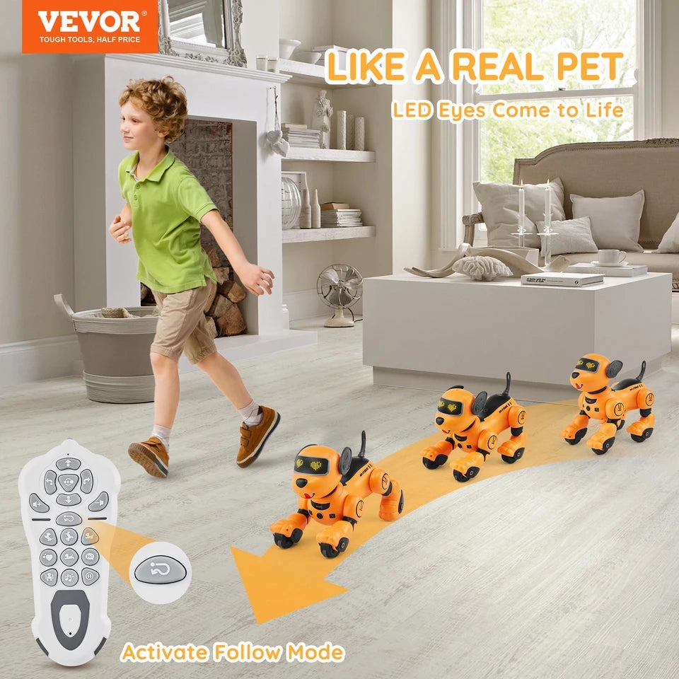 VEVOR Remote Control Robot Dog Toy Dog Programmable Smart Interactive Robotic Pet for Kids Singing Dancing RC Stunt Toy Age 3 