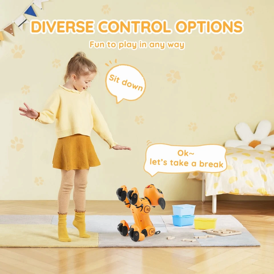 VEVOR Remote Control Robot Dog Toy Dog Programmable Smart Interactive Robotic Pet for Kids Singing Dancing RC Stunt Toy Age 3 