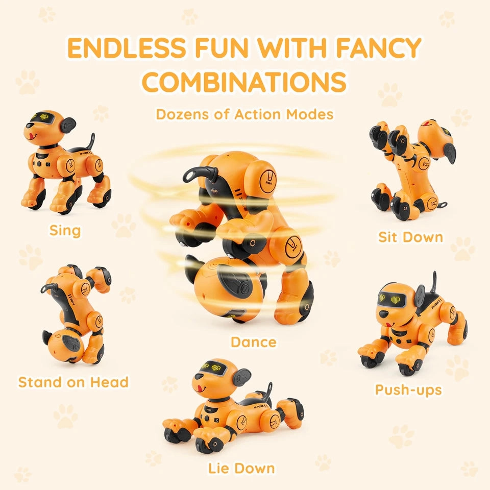 VEVOR Remote Control Robot Dog Toy Dog Programmable Smart Interactive Robotic Pet for Kids Singing Dancing RC Stunt Toy Age 3 