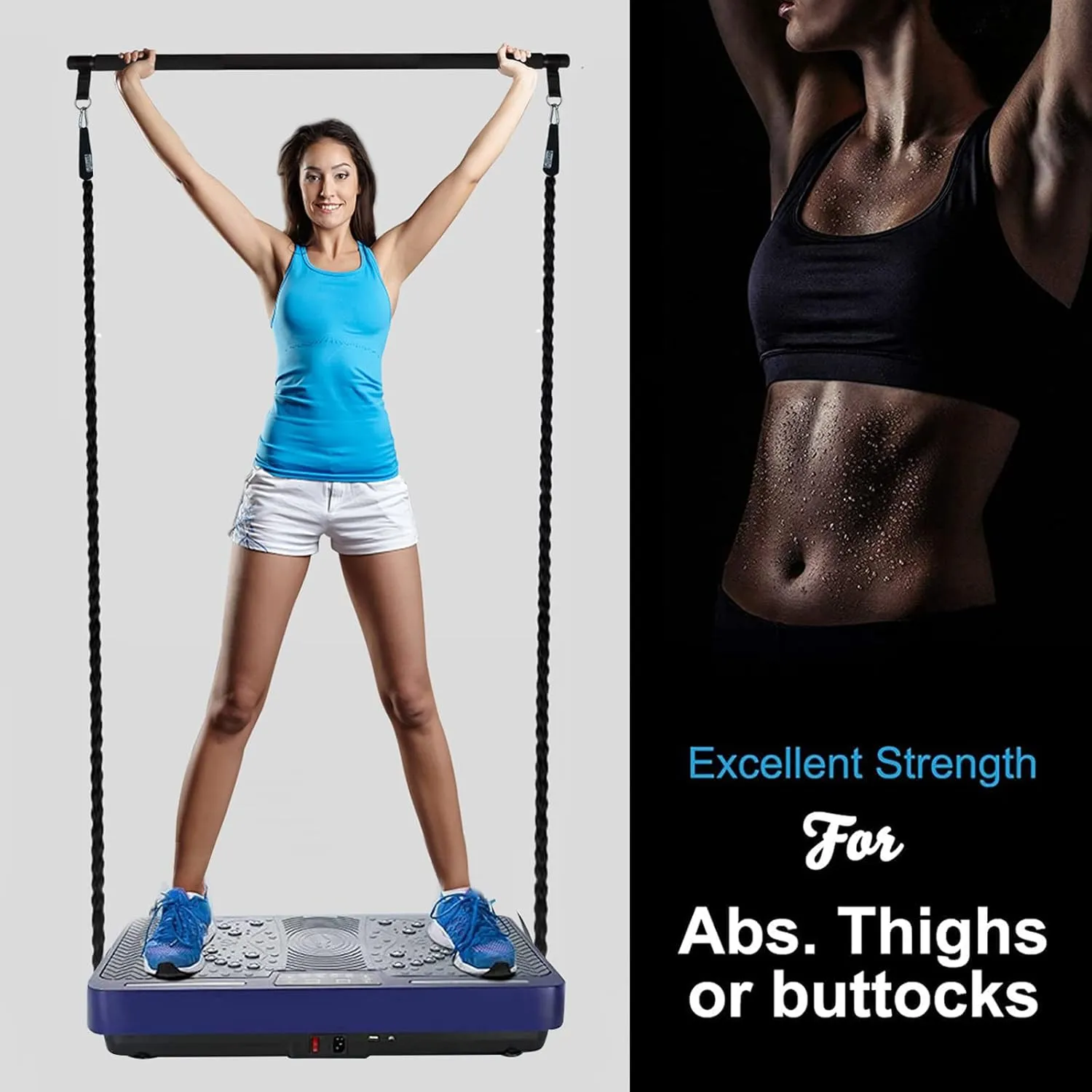 Vibration Plate Exercise Machine - Whole Body Workout Vibration Platform Lymphatic Drainage Machine for Weight Loss Home Fitness with Resistance Bands Remote