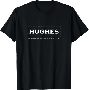 Vintage Hughes Historical Aircraft Logo Pilot T-Shirt - Unisex-Adults, Black, Small, Short Sleeve, Classic Fit