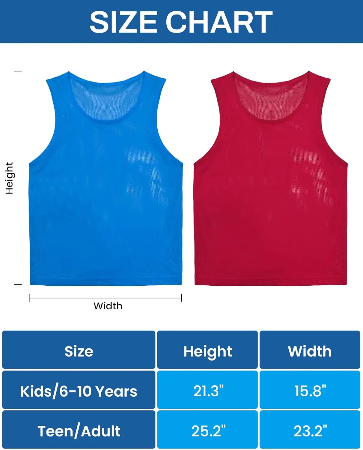 VOGRYE Pinnies Set of 12/24 Scrimmage Vests, Team Practice Sports for Child Youth/Adult, Lightweight Basketball Jersey