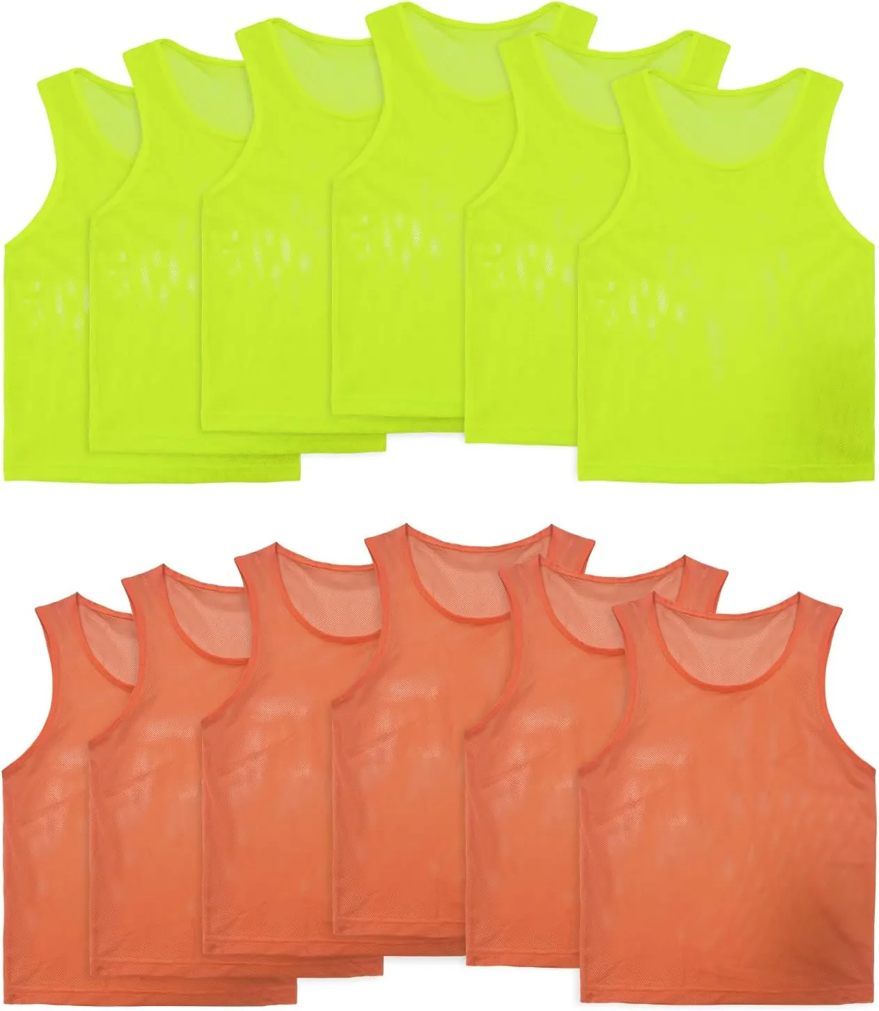 VOGRYE Pinnies Set of 12/24 Scrimmage Vests, Team Practice Sports for Child Youth/Adult, Lightweight Basketball Jersey