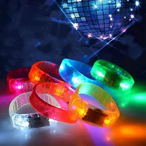 Voice Activated Sound Control LED Flashing Bracelet Wristband Bangle for Christmas Party Favors 10 Pack