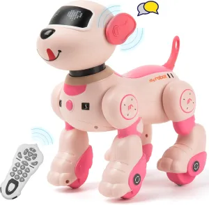 Voice&Remote Control Robot Dog Toy: Programmable Voice Robotic Puppy for Kids Smart Interactive Robot Dog Dancing Singing Stunt Animal Toy for Toddler Toys 3-8 Year Gift