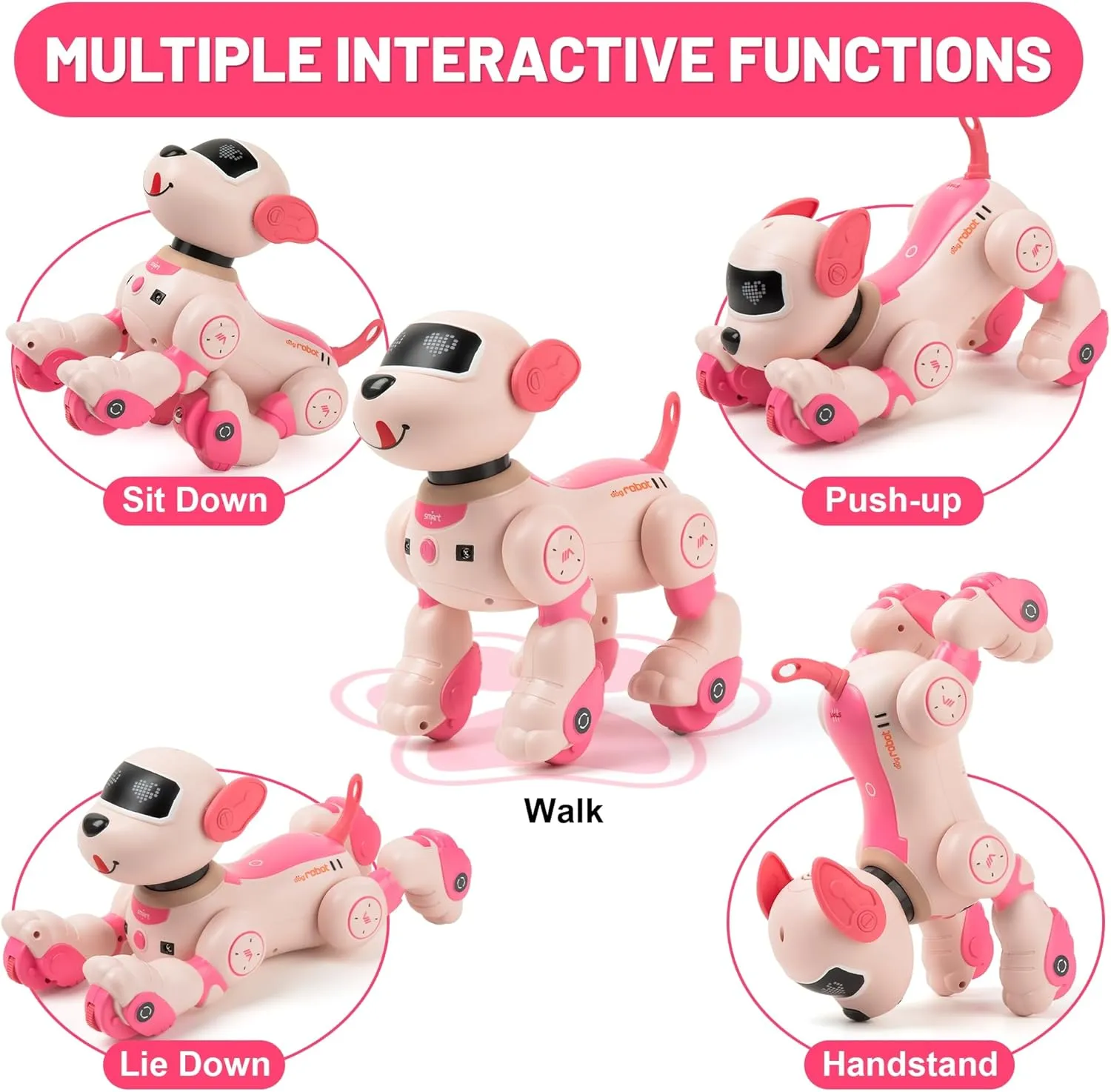 Voice&Remote Control Robot Dog Toy: Programmable Voice Robotic Puppy for Kids Smart Interactive Robot Dog Dancing Singing Stunt Animal Toy for Toddler Toys 3-8 Year Gift