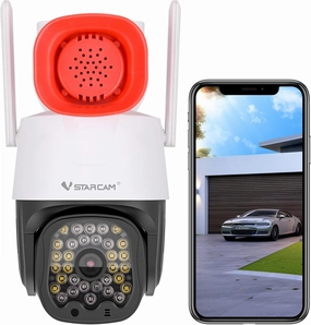 VSTARCAM 3MP Security Camera Outdoor,Home Camera Security, Outdoor WiFi Camera with 2.5-Inch High-Decibel Speaker, 360° PTZ Camera, Motion Detection,Two-Way Audio,Siren, Color Night Vision