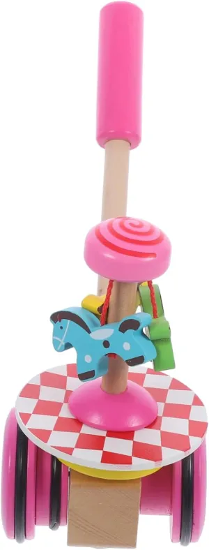 Wakauto 1Pc Wooden Trolley for Educational Push Cart Game Brightly Colored Design for Color Recognition Wooden Material Present for Boy Girl