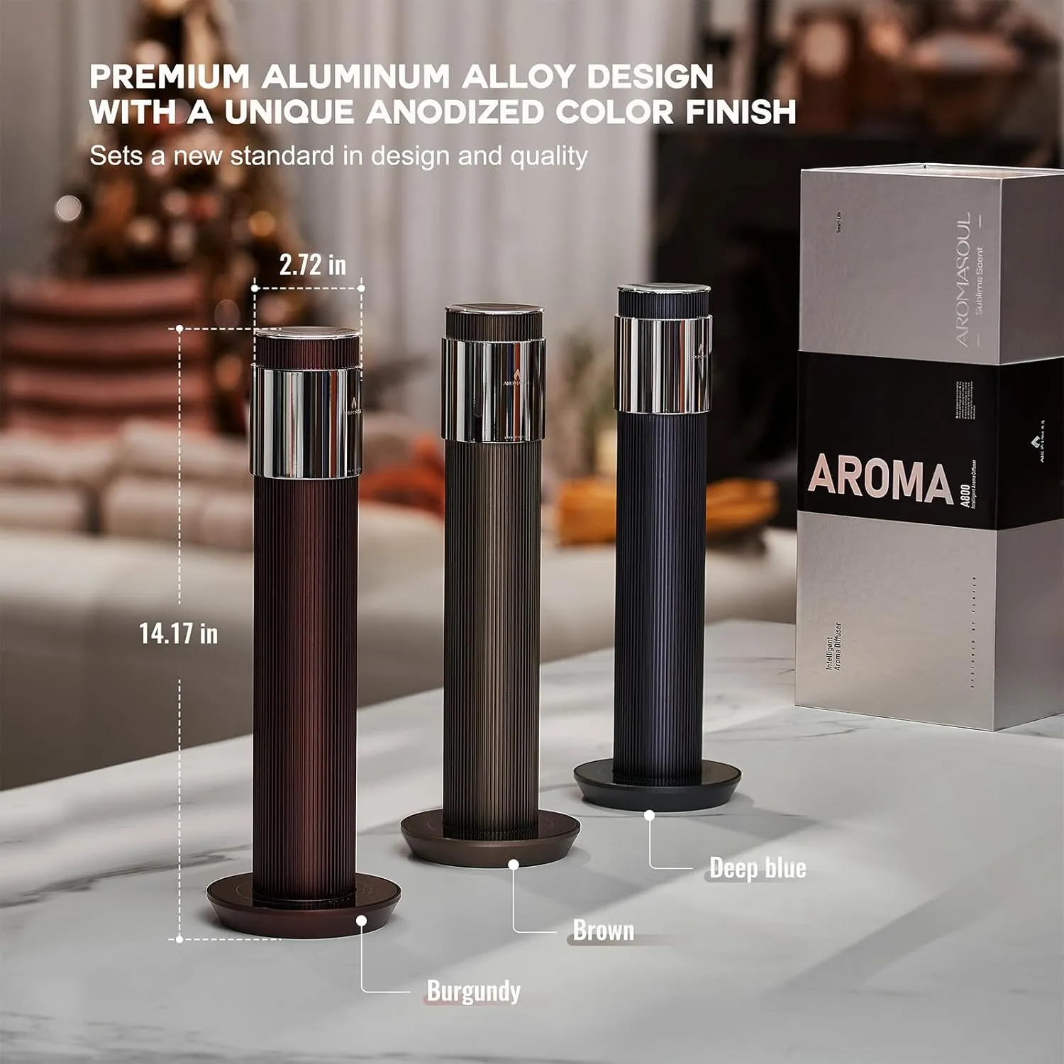 Waterless Scent Diffuser Starter Kit - 1000 Sq Ft. Coverage, Cordless Rechargeable Hotel Collection Diffuser, Included 120ml Fragrance Essential Oils,APP-Controlled, air diffusers for Home,Deep Blue