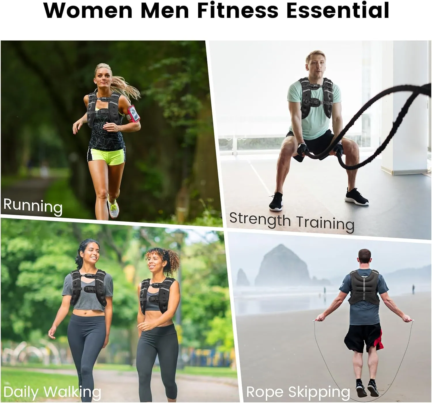 Weighted Vest for Woman Men, 8 12 16 20 Lbs Weight Vest with Reflective Stripe Double Adjustable Buckle Straps Back Mesh Pocket for Workout Strength Training Walking Jogging Running
