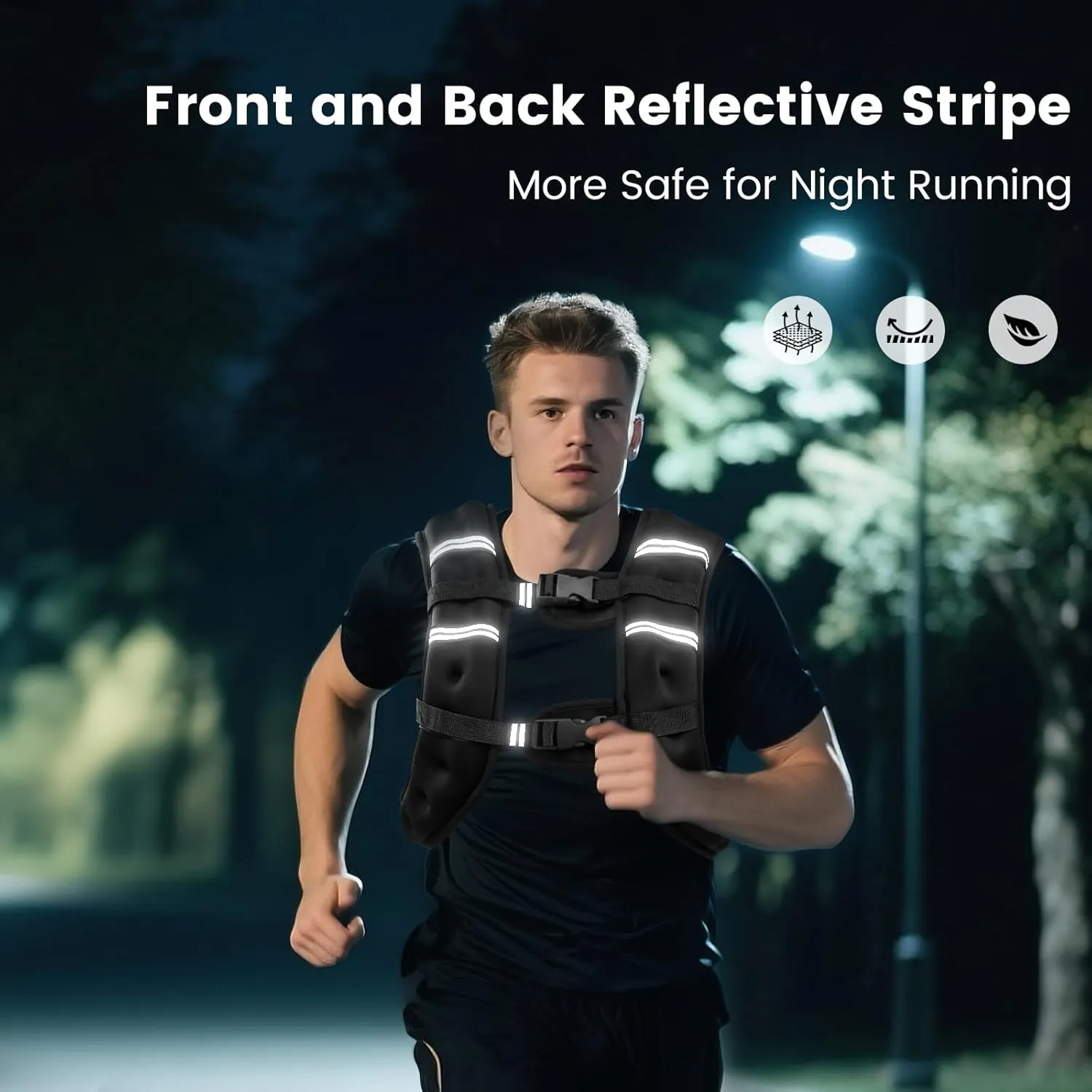 Weighted Vest for Woman Men, 8 12 16 20 Lbs Weight Vest with Reflective Stripe Double Adjustable Buckle Straps Back Mesh Pocket for Workout Strength Training Walking Jogging Running