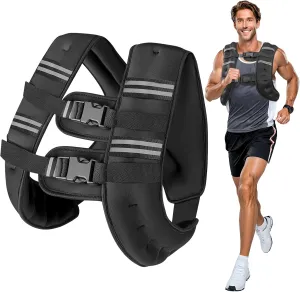 Weighted Vest for Woman Men, 8 12 16 20 Lbs Weight Vest with Reflective Stripe Double Adjustable Buckle Straps Back Mesh Pocket for Workout Strength Training Walking Jogging Running