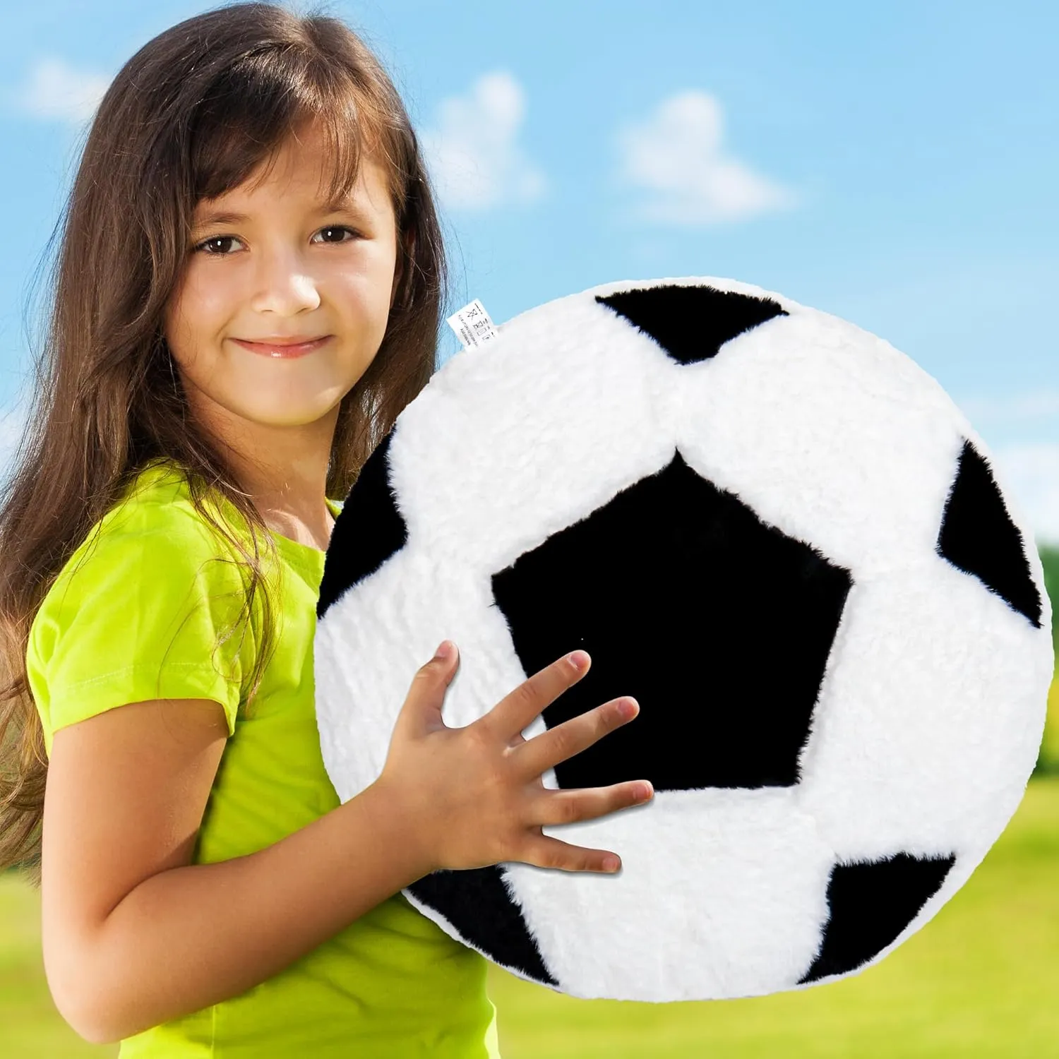 Wepop 18 Inch Fluffy Soccer Ball Pillow - Soft Plush Stuffed Animal Toy for Kids, Boys & Girls, Soccer Fans, Huggable Gift for Birthday, Christmas & Home Décor, Bedroom, Game Room, Sports Theme Party